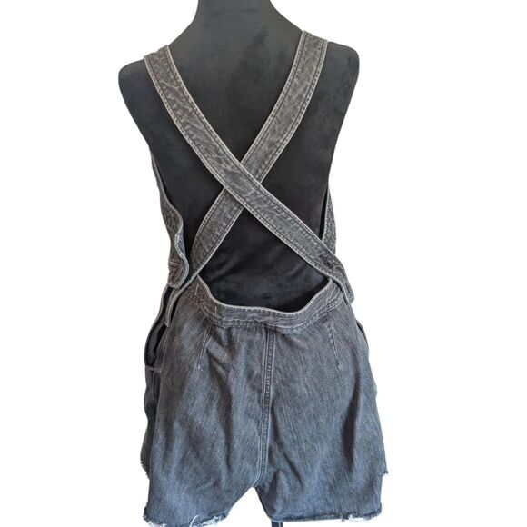 rag & bone Black Denim Shortalls Romper, Size L - Picture 5 of 5